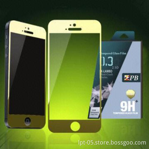 Gold mirror screen protectors glass film for iPhone 5s